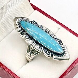 Native American Bell Trading Co Turquoise Sterling Ring Sz 8